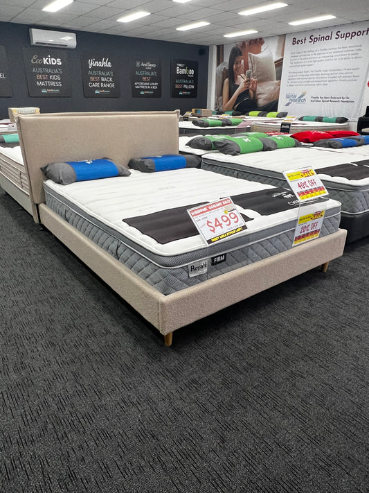 Duba Bed Base with Ruffle Bed Head ivory