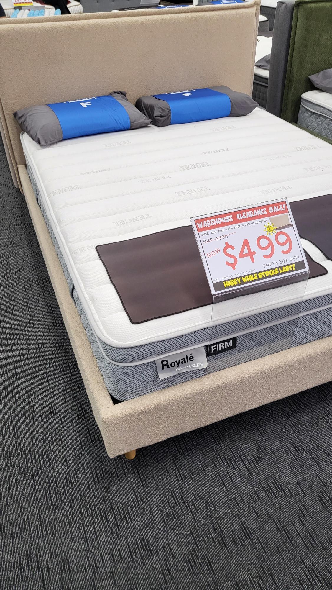 Duba Bed Base with Ruffle Bed Head ivory-Mattress Factory Direct