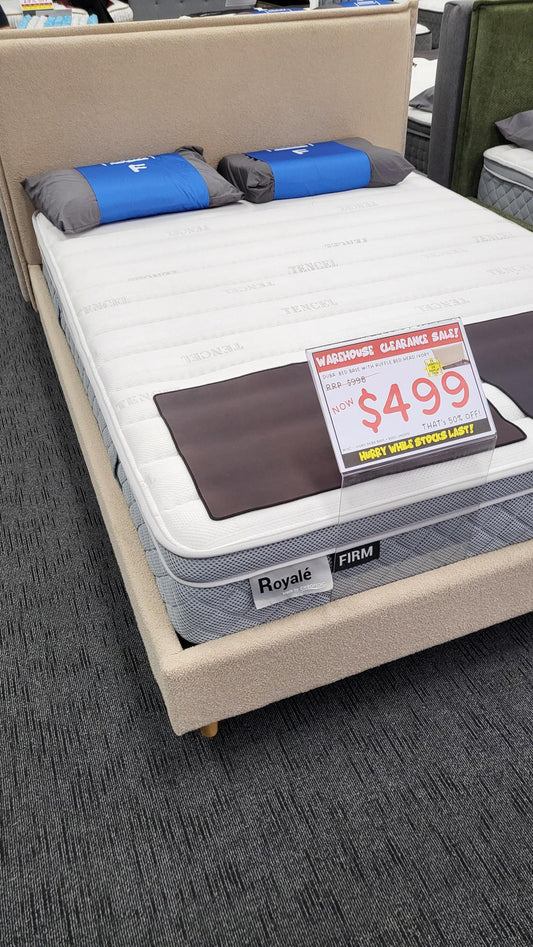 Duba Bed Base with Ruffle Bed Head ivory-Mattress Factory Direct