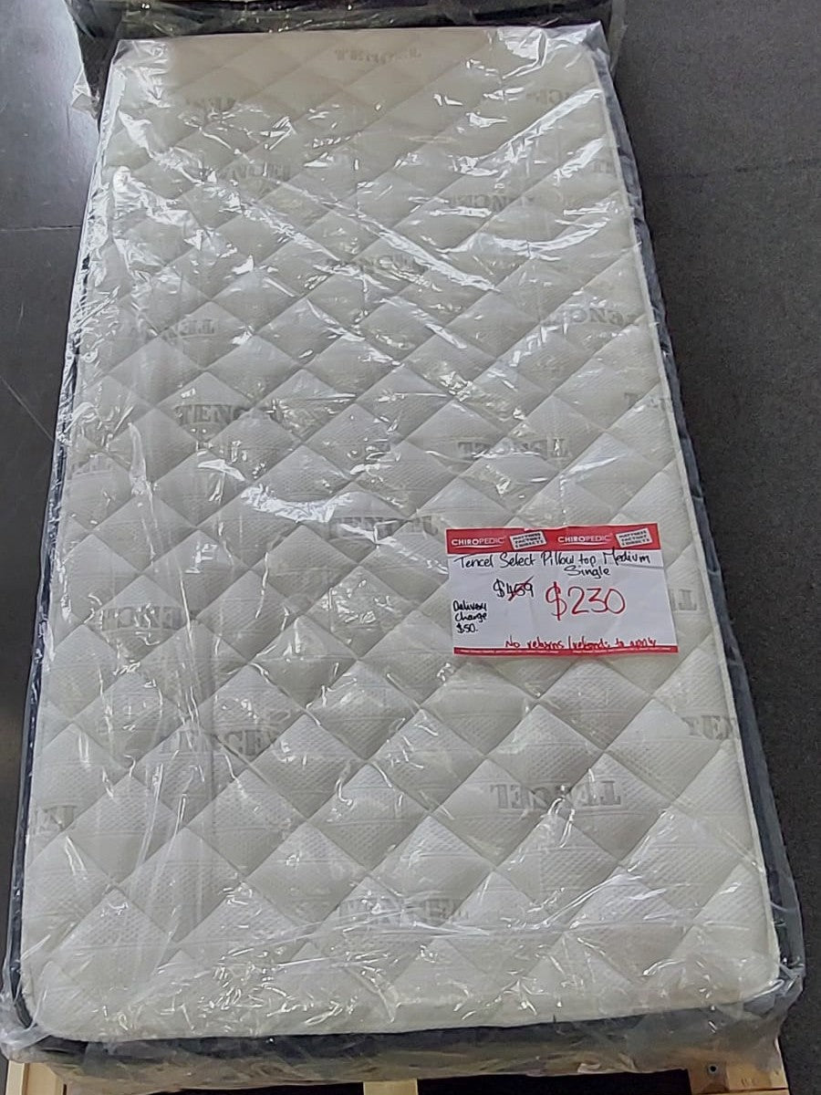 TENCEL SELECT PILLOW TOP MEDIUM SINGLE MATTRESS - EX-DISPLAY